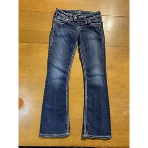 Silver‎ Tuesday Women's Jeans 26x31 Actual 37x29 Bootcut Thick Stitch Cowgirl